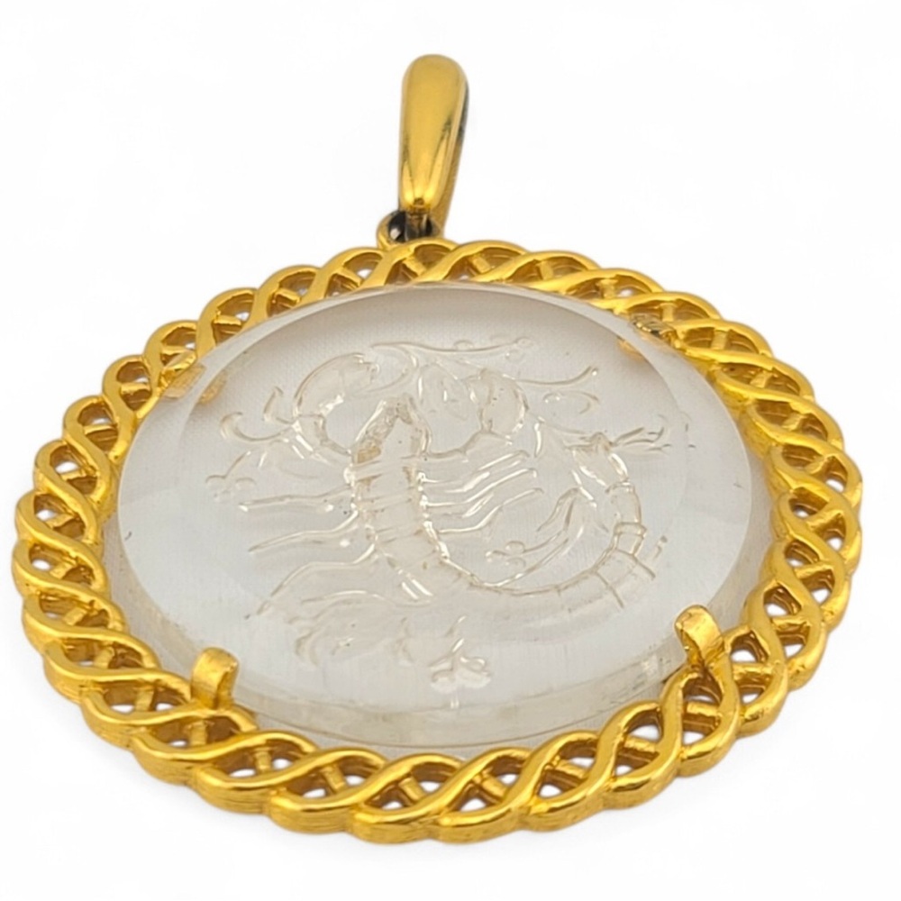 Trifari Gold and Clear Zodiac Necklace
